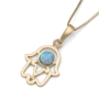 14K Gold and Opal Hamsa Pendant Necklace - 4