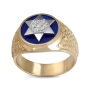 14K Gold & Blue Enamel Star of David Diamond Ring   - 5
