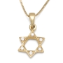 14K Gold Classic Star of David Diamond Pendant Necklace - 4