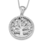 14K Gold Diamond-Studded Round Tree of Life Pendant Necklace - Large - 7