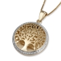 14K Gold Large Tree of Life Pendant Necklace with Sparkling Diamonds  - 7