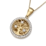 14K Gold Round Tree of Life Pendant Necklace With Diamonds - 4
