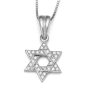 14K Gold Star of David Pendant Necklace with 30 Diamonds (Choice of Color) - 6