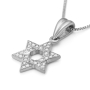 14K Gold Star of David Pendant Necklace with 30 Diamonds (Choice of Color) - 8