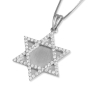 14K Gold Star of David Pendant with Diamonds - Large (Available in White or Yellow Gold) - 3