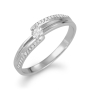 14K White Gold Open-End Ring With Diamonds - 2