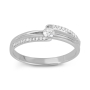 14K White Gold Open-End Ring With Diamonds - 1