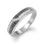 14K White Gold Ring With Intersecting Diamond Design - 2