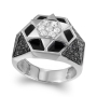 14K White Gold Star of David Black & White Diamond Ring with Black Enamel - 2