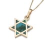 14K Yellow Gold and Eilat Stone Star of David Pendant Necklace - 5