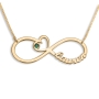 14K Gold English Hebrew Infinity Name Necklace with Heart and Birthstone - 5