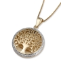 14K Gold Large Tree of Life Pendant Necklace with Sparkling Diamonds  - 8