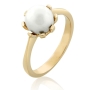 18K Yellow Gold and Pearl Prong Set Ring   - 2