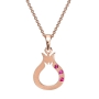18K Gold Pomegranate Pendant Necklace With Burmese Ruby Stones (Choice of Color) - 3