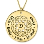 Hebrew Name Necklace 24K Gold Plated Mother's Mandala Pattern Name Necklace - 1