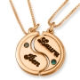 24K Rose Gold Couple's Yin & Yang Names Necklaces with Birthstones - 1