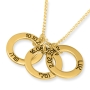 24K Yellow Gold Plated Name Rings Necklace with Birth Date (Up to 5 Names)  - 2