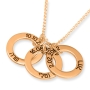 24K Rose Gold Plated Name Rings Necklace with Birth Date (Up to 5 Names)  - 1