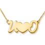 24K Yellow Gold English Initials Love Heart Necklace  - 1