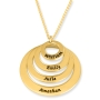 Hebrew Name Necklace For Mom - 24K Yellow Gold Plated English or Hebrew Name Rings Necklace - 3