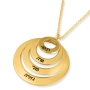 Hebrew Name Necklace For Mom - 24K Yellow Gold Plated English or Hebrew Name Rings Necklace - 2
