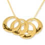 24K Yellow Gold Plated Hebrew Name Rings Mom Necklace (Up to 5 Names)  - 5