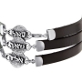3 Holy Names: Multiple Silver & Leather Kabbalah Bracelet - 1