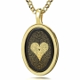 24K Gold Plated and Onyx Necklace Micro-Inscribed with 24K Gold Heart and "I Love You" in 120 Languages - 1