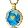 24K Gold Plated and Large Cubic Zirconia Necklace Micro-Inscribed with 24K Gold Heart and "I Love You" in 120 Languages - 9