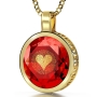 24K Gold Plated and Large Cubic Zirconia Necklace Micro-Inscribed with 24K Gold Heart and "I Love You" in 120 Languages - 6