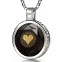 Sterling Silver and Large Cubic Zirconia Necklace Micro-Inscribed with 24K Gold Heart and "I Love You" in 120 Languages - 3