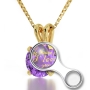 "I Love You" in 12 Languages: 14K Gold and Swarovski Stone Necklace Micro-Inscribed with 24K Gold - 7