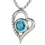 "I Love You" in 12 Languages: Sterling Silver and Swarovski Stone Heart Necklace Micro-Inscribed with 24K Gold - 2