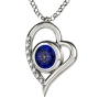 "I Love You" in 12 Languages: Sterling Silver and Swarovski Stone Heart Necklace Micro-Inscribed with 24K Gold - 4