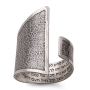 Blackened 925 Sterling Silver Adjustable Open Kabbalah Ring – Three Names of God - 7