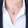 Sterling Silver Star of David Pendant Necklace With Ridged Design - 2