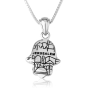 Sterling Silver Hamsa Necklace with Jerusalem Design and Zircon Stone - 2