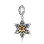 925 Sterling Silver and Gold-Plated Star of David Pendant Charm With Beaded Design - 1