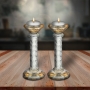 Tall Crystal Candlesticks with Yellow Tint - 5