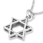 Sterling Silver Double Layer Star of David Pendant Necklace - 5