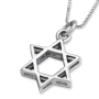 Sterling Silver Double Layer Star of David Pendant Necklace - 1