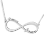 Sterling Silver Double Thickness Hebrew / English Infinity Necklace with up to Two Names - 5