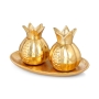Golden Pomegranate Candlesticks With Tray - 2