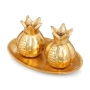 Golden Pomegranate Candlesticks With Tray - 3