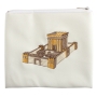 Faux Leather Tallit and Tefillin Bag Set with Temple Embroidery - 3