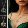 Round Tree of Life Necklace with Micro-Inscribed Bible Chip - Silver or Gold-Plated - 2