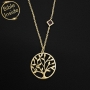 Round Tree of Life Necklace with Micro-Inscribed Bible Chip - Silver or Gold-Plated - 5