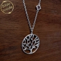 Round Tree of Life Necklace with Micro-Inscribed Bible Chip - Silver or Gold-Plated - 7