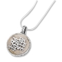 Round Jerusalem Stone Necklace with Silver Jerusalem Prayer and Hamsa - 2