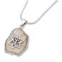 Jerusalem Stone Necklace with Silver Star of David-Menorah Design - 2